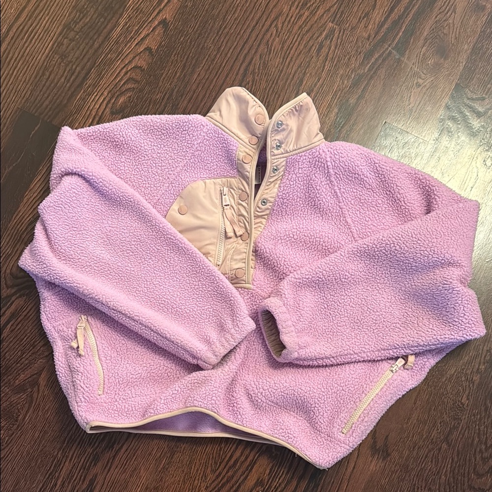 Free People Hit The Slopes Colorblock Pullover Fleece in Bubble Tea Combo